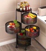 5 Layer 360 degree rotating vegetable shelf Kitchen storage rack.