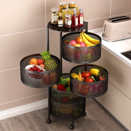 5 Layer 360 degree rotating vegetable shelf Kitchen storage rack.