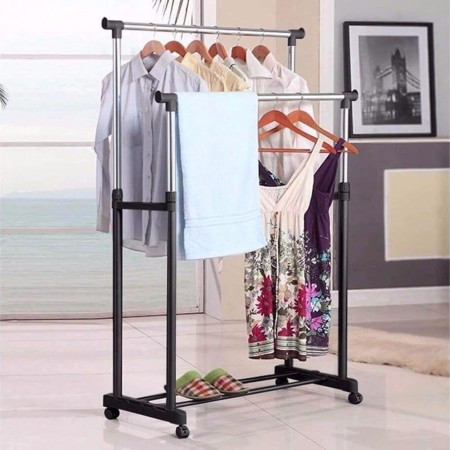 Folding Double Clothes and Shoe Rack 