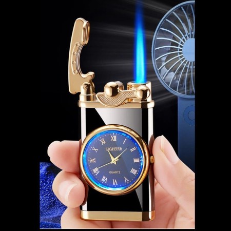 Stylish Metal Pocket Watch With Windproof Gas Lighter