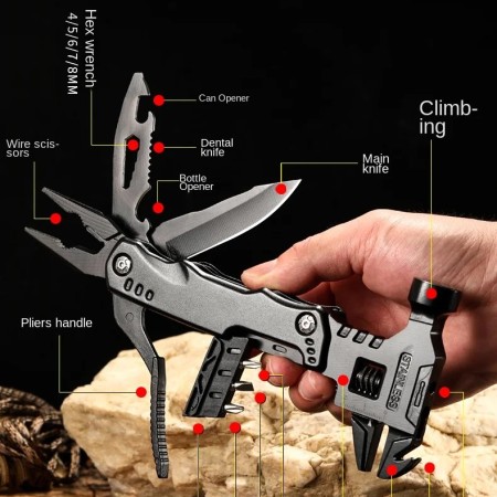 16 In 1 black multi purpose plier hammer camping hammer with multi tool pliers for outdoor survival camping