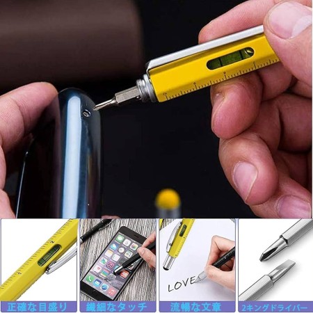 Multi tool Pen with Stylus, Level, Rulers, Screwdrivers